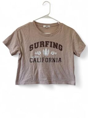 Girls XL Short Sleeve Graphic Print Crop Top Surfing California Summer Casual